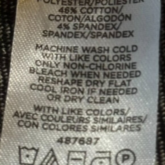 #171 Women's Loft Long-Sleeve Damask Top, Black on Grey, Size Large - Picture 5 of 5